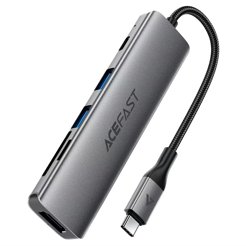 Hub USB-C Acefast J18, 6-i-1, Grå