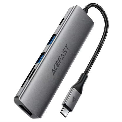 Hub USB-C Acefast J18, 6-i-1, Grå