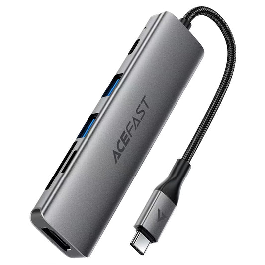 Hub USB-C Acefast J18, 6-i-1, Grå