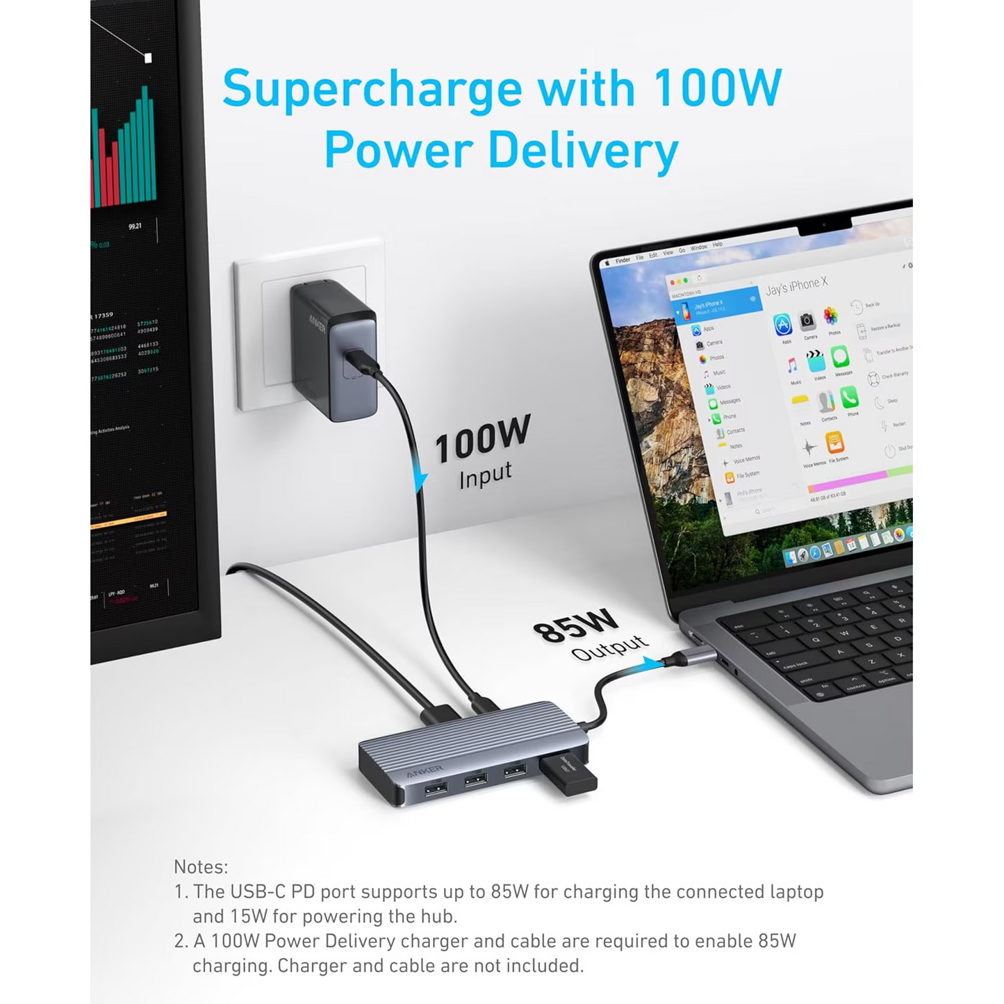 Hub USB-C Anker, 1 x USB-A 3.2 - 3 x USB-A - 1 x USB-C - 2 x HDMI, Grå A83740A2