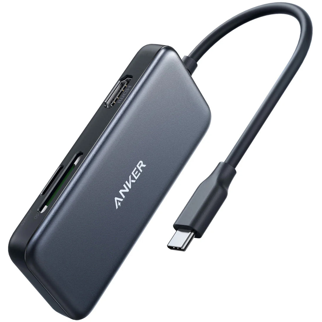 Hub USB-C Anker, 2 x USB-A 3.0 - 1 x HDMI - 1 x SD - 1 x microSD, Svart A8334HA1