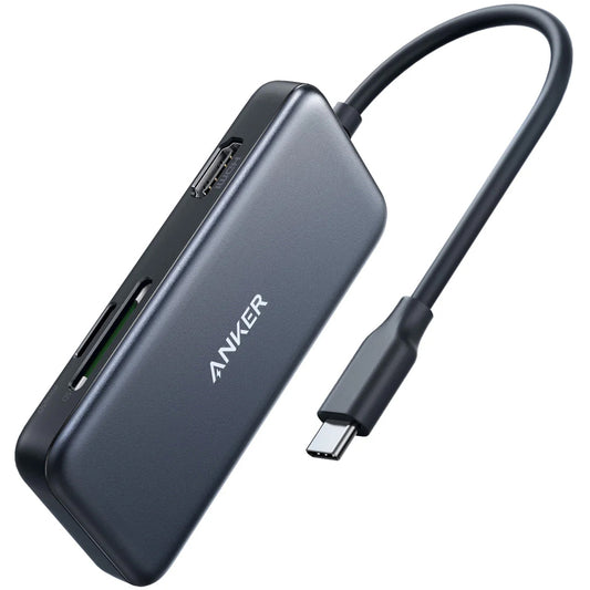 Hub USB-C Anker, 2 x USB-A 3.0 - 1 x HDMI - 1 x SD - 1 x microSD, Svart A8334HA1