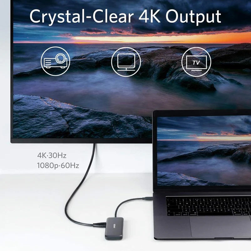 Hub USB-C Anker, 2 x USB-A 3.0 - 1 x HDMI - 1 x SD - 1 x microSD, Svart A8334HA1