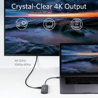 Hub USB-C Anker, 2 x USB-A 3.0 - 1 x HDMI - 1 x SD - 1 x microSD, Svart A8334HA1