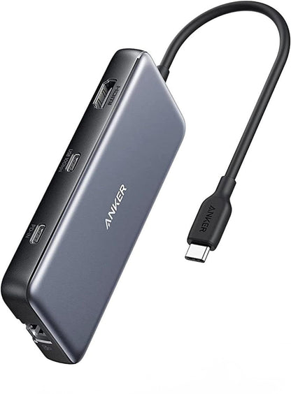 Hub USB-C Anker 555, 2 x USB-A 3.2 - 2 x USB-C - 1 x HDMI - 1 x RJ45 - 1 x SD - 1 x microSD, Grå A83830A2