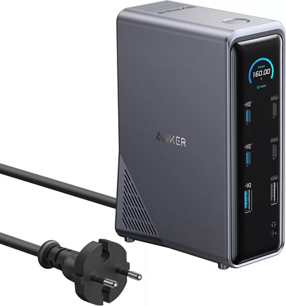 Multifunksjonell Hub Anker Prime 737, 2 x USB-A 3.0 - 3 x USB-A - 5 x USB-C - 2 x HDMI - 1 x Jack 3.5mm - 1 x RJ45, Svart A83B63A1