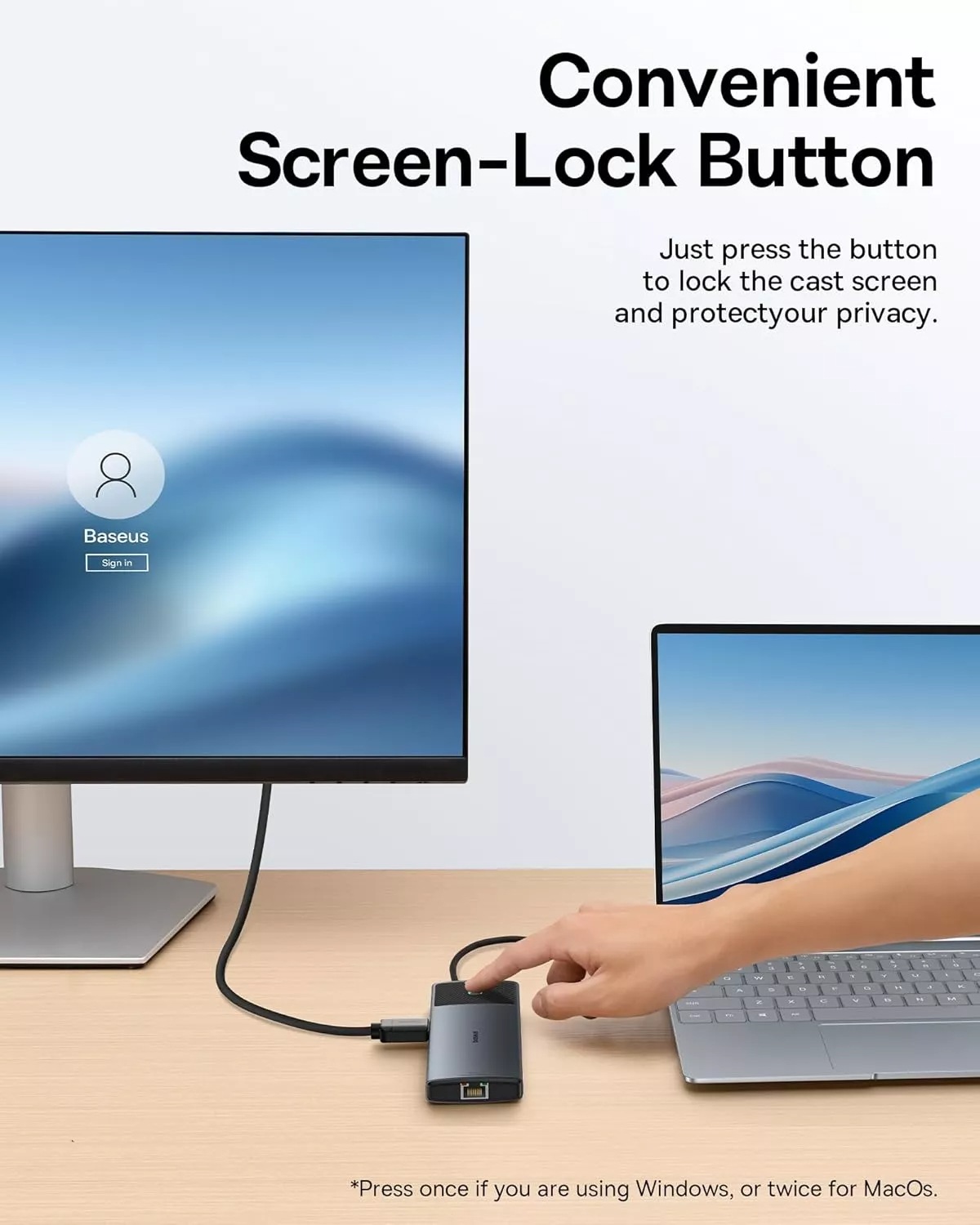 Hub USB-C Baseus Dual Display, 1 x USB-A 3.0 - 2 x USB-A - 2 x USB-C - 2 x HDMI - 1 x RJ45 - 1 x SD - 1 x microSD, Svart B00061800123-01