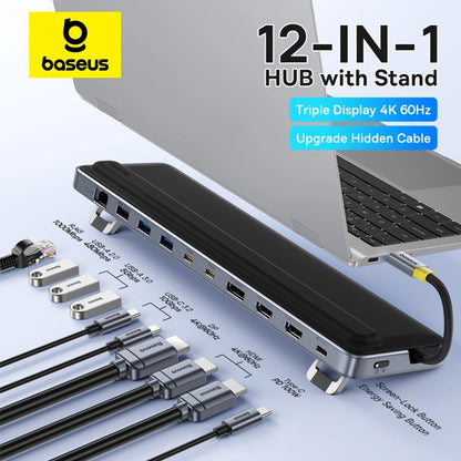 Hub USB-C Baseus EliteJoy EH3, 12in1, Grå B00051300111-00
