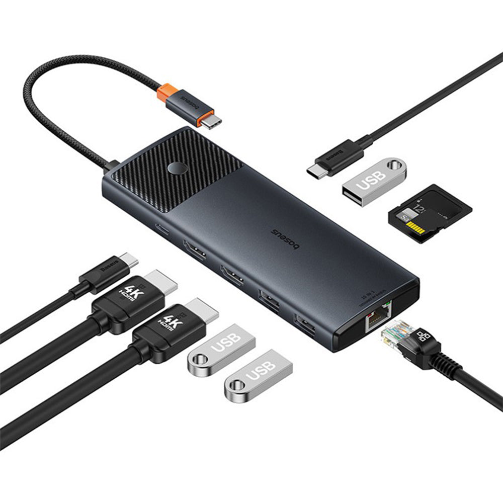 Hub USB-C Baseus Gleam II, 10in1, Svart B0114200