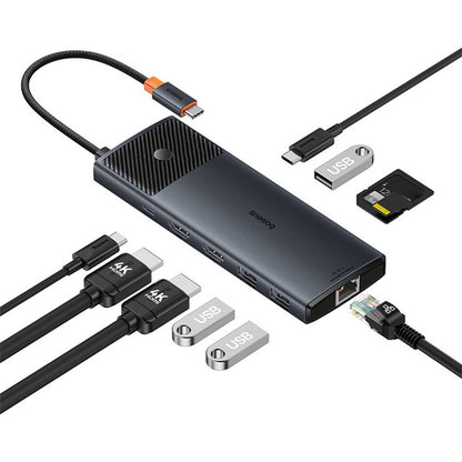 Hub USB-C Baseus Gleam II, 10in1, Svart B0114200