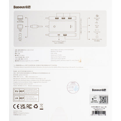 USB-C Hub fra Baseus Lite, 4 x USB-A 3.2, 2m, Hvit