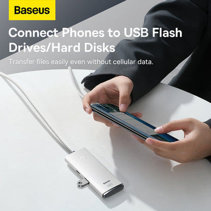 USB-C Hub fra Baseus Lite, 4 x USB-A 3.2, 2m, Hvit