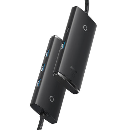 Baseus Lite USB-C-nav, 4 x USB-A 3.0 - 1 x USB-C, 1 m, svart WKQXX030401 