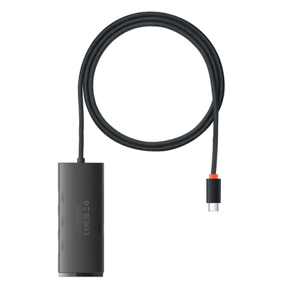 Baseus Lite USB-C-nav, 4 x USB-A 3.0 - 1 x USB-C, 1 m, svart WKQXX030401 