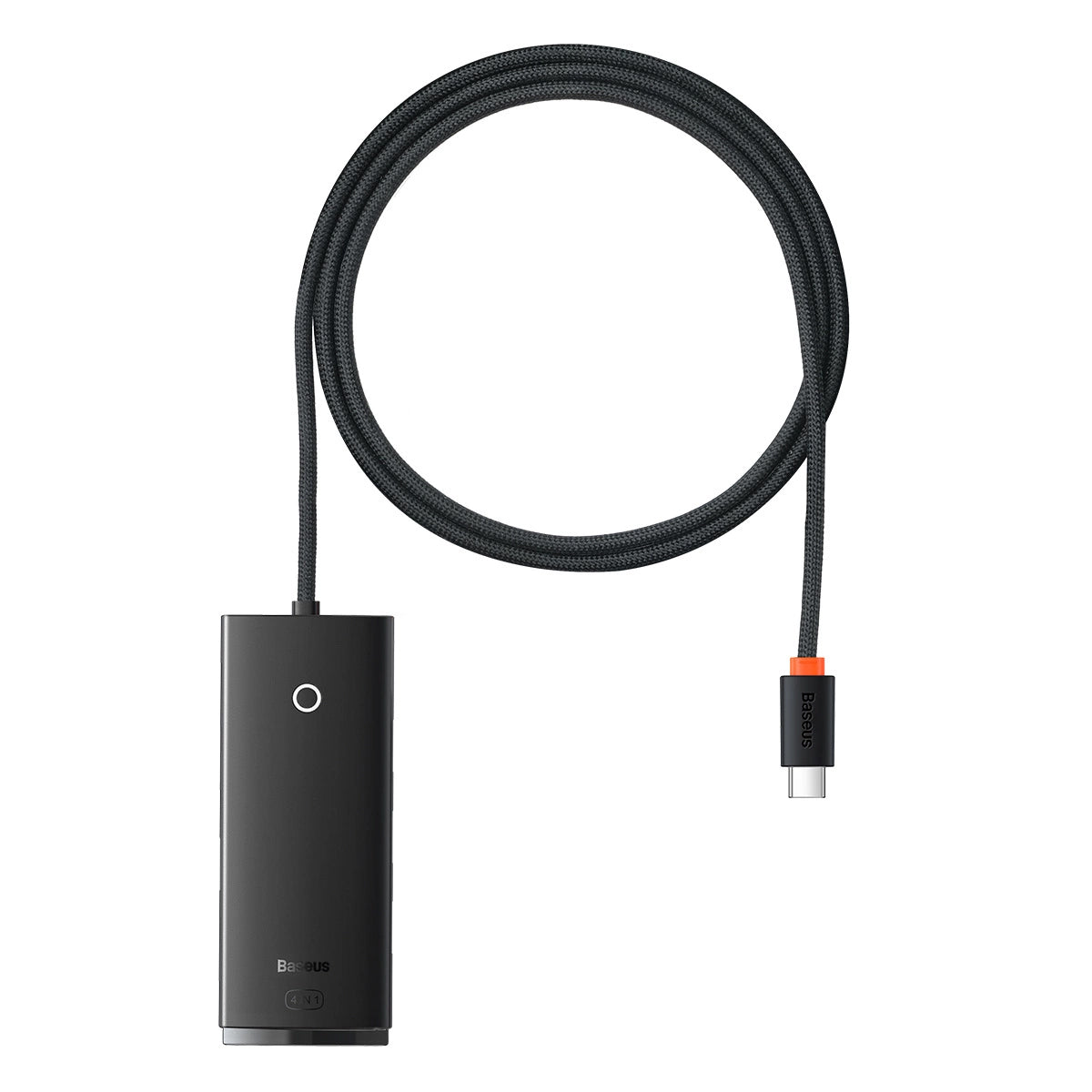 Baseus Lite USB-C-nav, 4 x USB-A 3.0 - 1 x USB-C, 1 m, svart WKQXX030401 