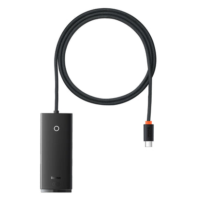 Baseus Lite USB-C-nav, 4 x USB-A 3.0 - 1 x USB-C, 1 m, svart WKQXX030401 