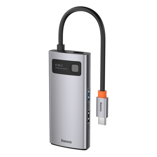 Hub USB-C Baseus Metal Gleam, 2 x USB-A - 1 x USB-C - 1 x HDMI, Grå Resigilat CAHUB-CY0G