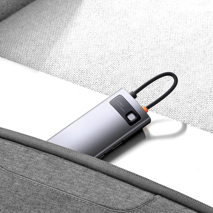 Hub USB-C Baseus Metal Gleam, 3 x USB-A - 1 x RJ45, Grå WKWG070113