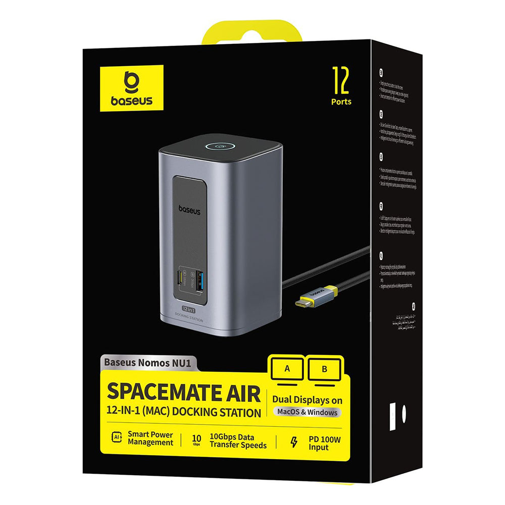Multifunksjonell Hub Baseus Nomos NU1 Air Spacemate, 12in1, Grå B0114400