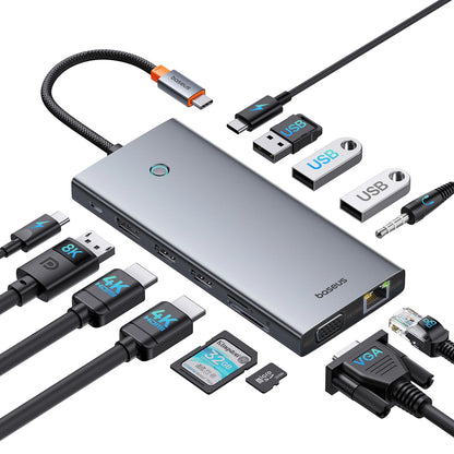 Hub USB-C Baseus PortalJoy, 13i1, Grå B00053002811-01