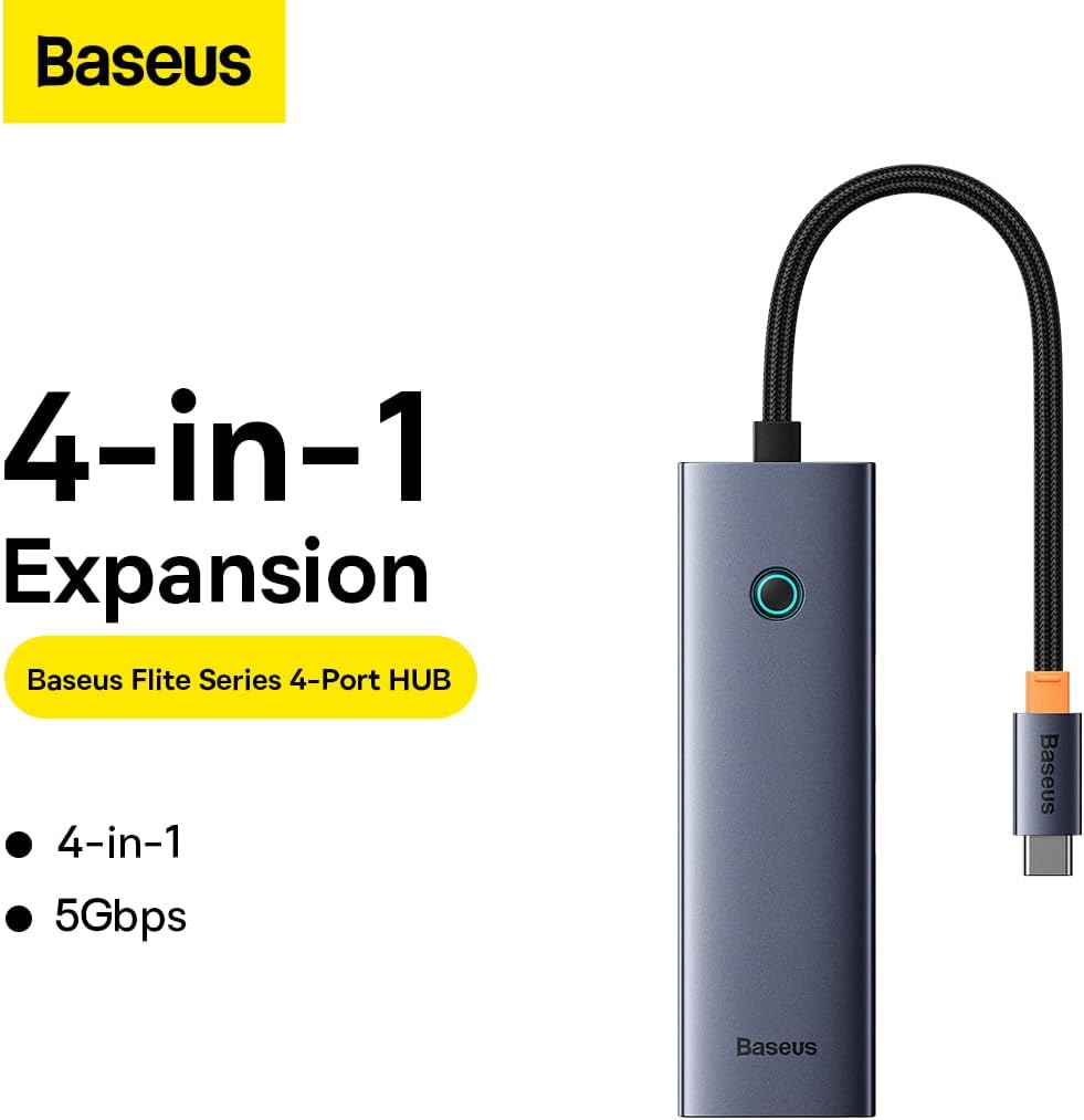 USB-C Hub Baseus UltraJoy, 4 x USB-A 3.0, Grå B0005280A813-03