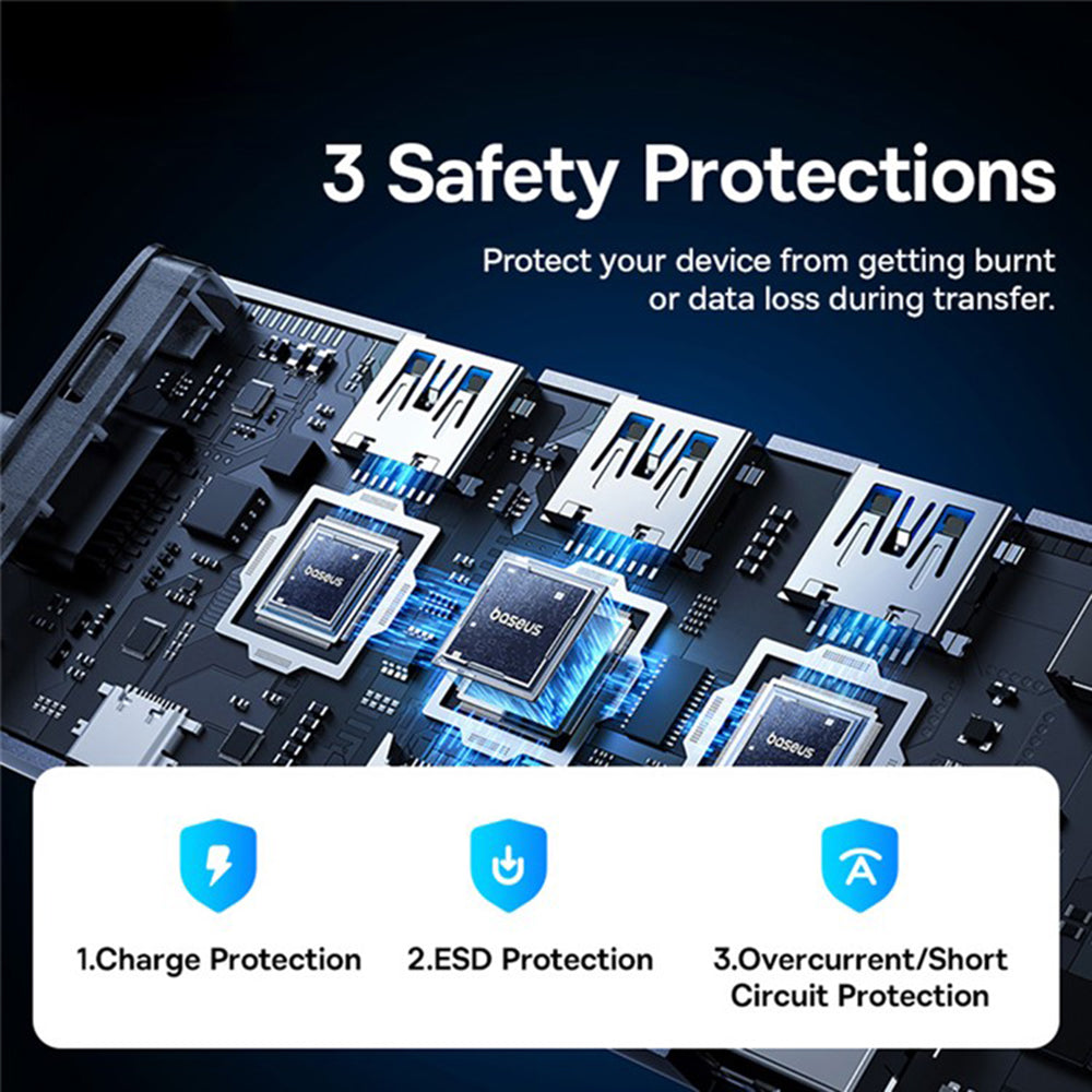 Hub USB-C Baseus UltraJoy, 4 x USB-A 3.0 - 1 x USB-C - 1 x HDMI - 1 x VGA, Grå B00052803811-01