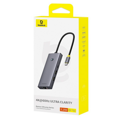 Hub USB-C Baseus UltraJoy, 3 x USB-A 3.0 - 1 x USB-C - 1 x HDMI - 1 x SD - 1 x microSD, Grå B00052803811-03