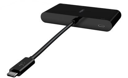 Belkin Connect USB-C-hub, 1 x USB-A 3.0 - 1 x USB-C - 1 x HDMI - 1 x VGA - 1 x RJ45, Svart AVC004btBK