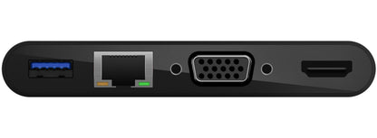 Belkin Connect USB-C-hub, 1 x USB-A 3.0 - 1 x USB-C - 1 x HDMI - 1 x VGA - 1 x RJ45, Svart AVC004btBK