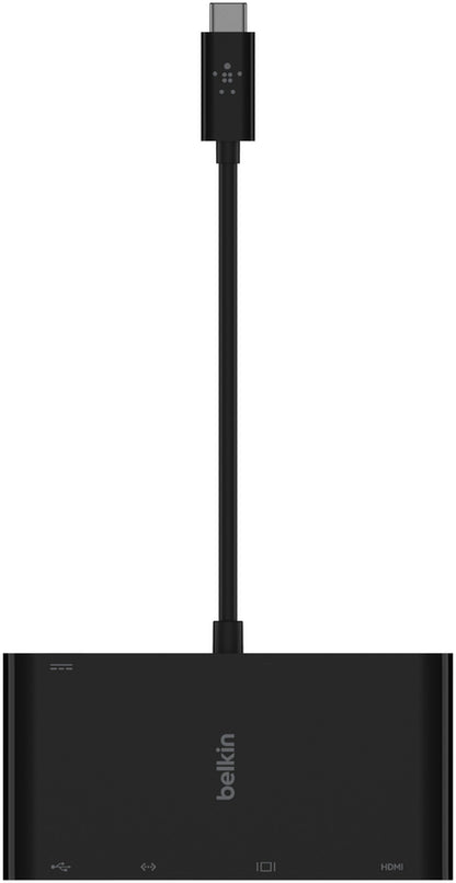 Belkin Connect USB-C-hub, 1 x USB-A 3.0 - 1 x USB-C - 1 x HDMI - 1 x VGA - 1 x RJ45, Svart AVC004btBK