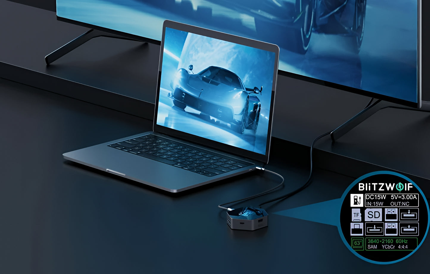 USB-C Hub BlitzWolf BW-TH16, 8i1, Grå