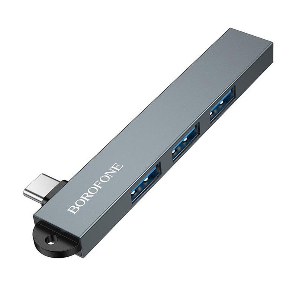 USB-C Hub Borofone FH1A, 4i1, Grå
