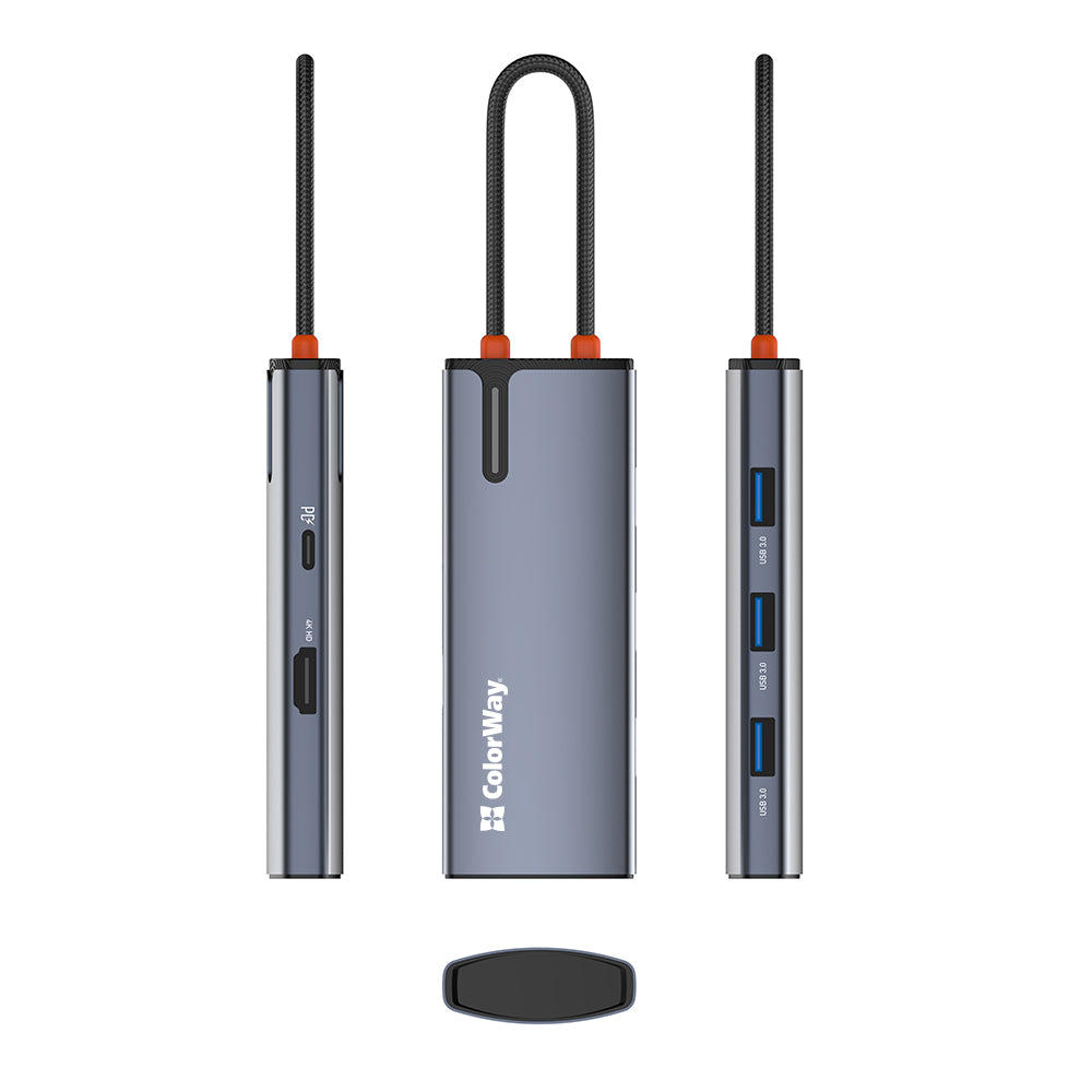 USB-C Hub ColorWay CW-HUB01, 5in1, Sølv