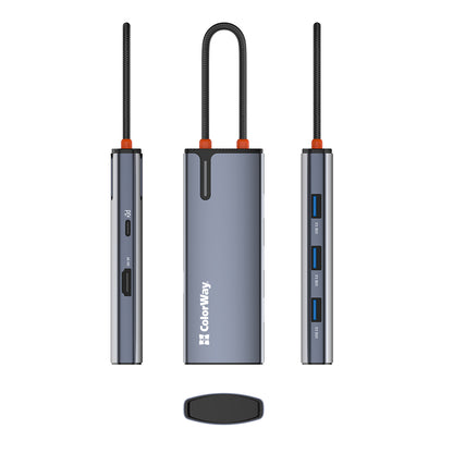USB-C Hub ColorWay CW-HUB01, 5in1, Sølv