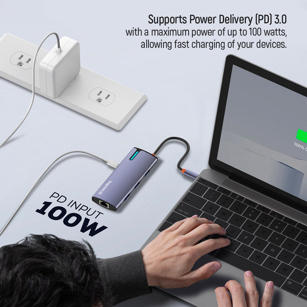 Hub USB-C ColorWay CW-HUB03, 6in1, Sølv