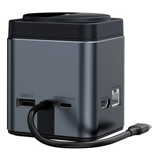 USB-C-hub med trådløs QI-lading BlitzWolf BW-TH17, 9i1, svart