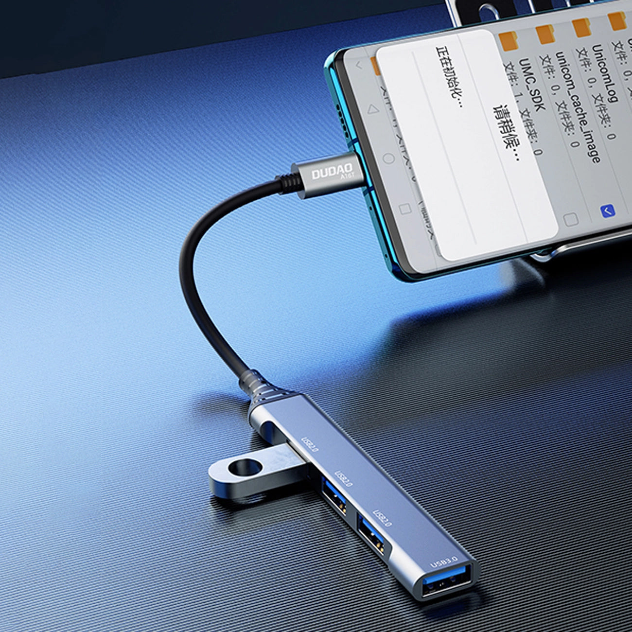 Hub USB-C Dudao A16T, 1 x USB-A 3.0 - 3 x USB-A, Svart
