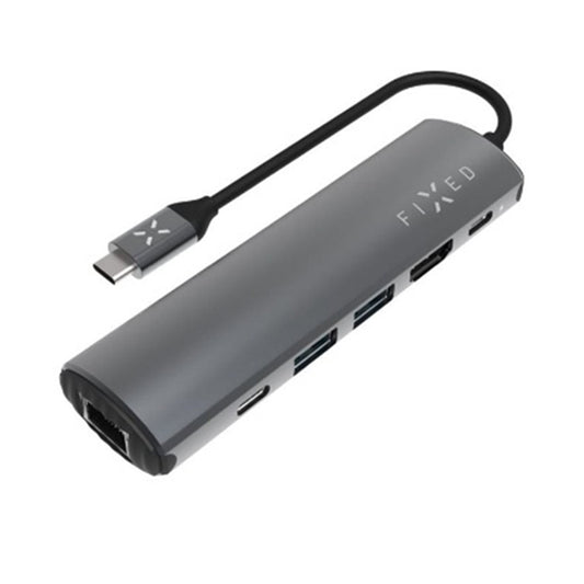 Hub USB-C Fixed Pro, 6in1, Grå