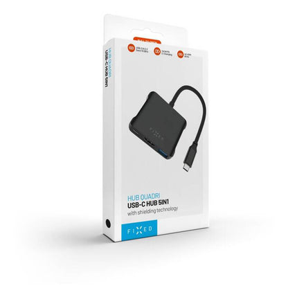 Hub USB-C Fixed Quadri, 5in1, Svart