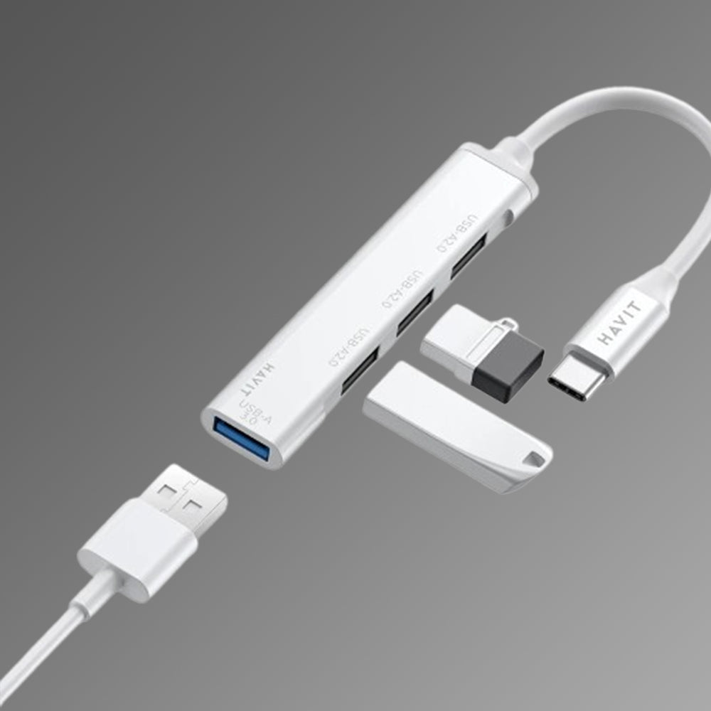 Hub USB-C HAVIT HB41, 4in1, Sølv