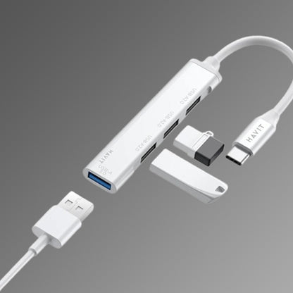 Hub USB-C HAVIT HB41, 4in1, Sølv