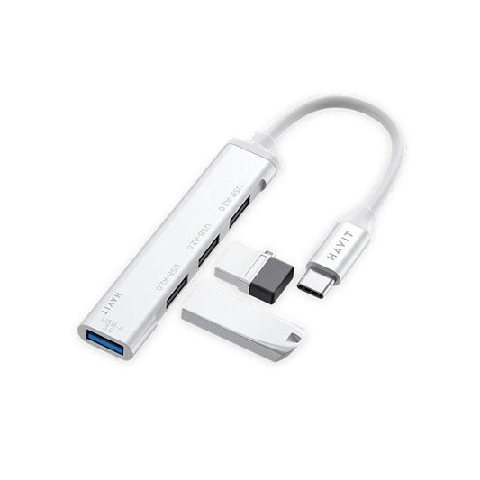 Hub USB-C HAVIT HB41, 4in1, Sølv