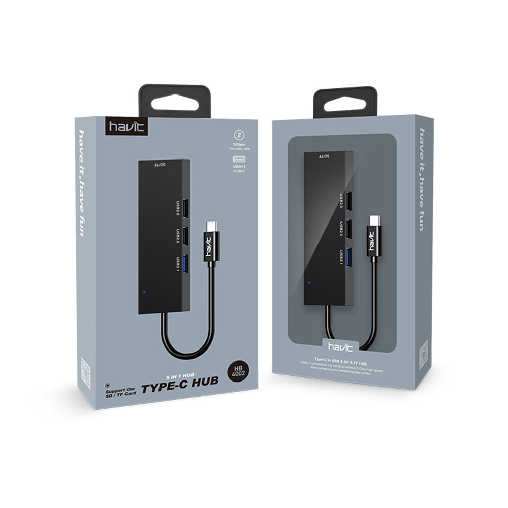 Hub USB-C HAVIT HB41, 4in1, Sølv