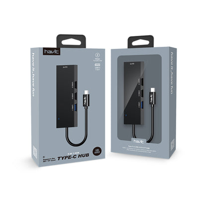 Hub USB-C HAVIT HB41, 4in1, Sølv