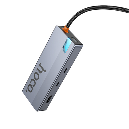 USB-C Hub HOCO HB52, 2 x USB-A 3.0 - 2 x USB-C - 1 x HDMI - 1 x RJ45 - 1 x SD - 1 x microSD, Grå