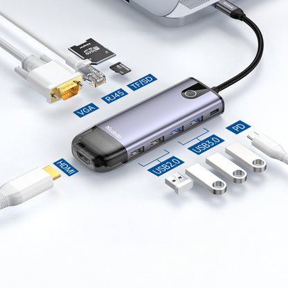 Hub USB-C McDodo HU-7420, 10i1, Grå