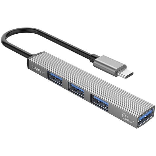 Hub USB-C Orico AH-A13, 1 x USB-A 3.0 - 3 x USB-A, Grå