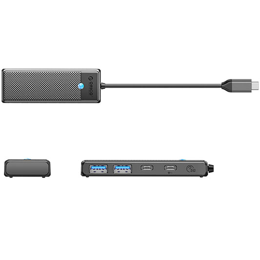 Hub USB-C Orico PAPW2AC-C3, 2 x USB-A 3.0 - 2 x USB-C, Svart