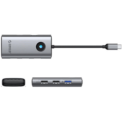 USB-C-hub Orico PW11-5P, 1 x USB-A 3.0 - 2 x USB-A - 1 x USB-C - 1 x HDMI, Grå
