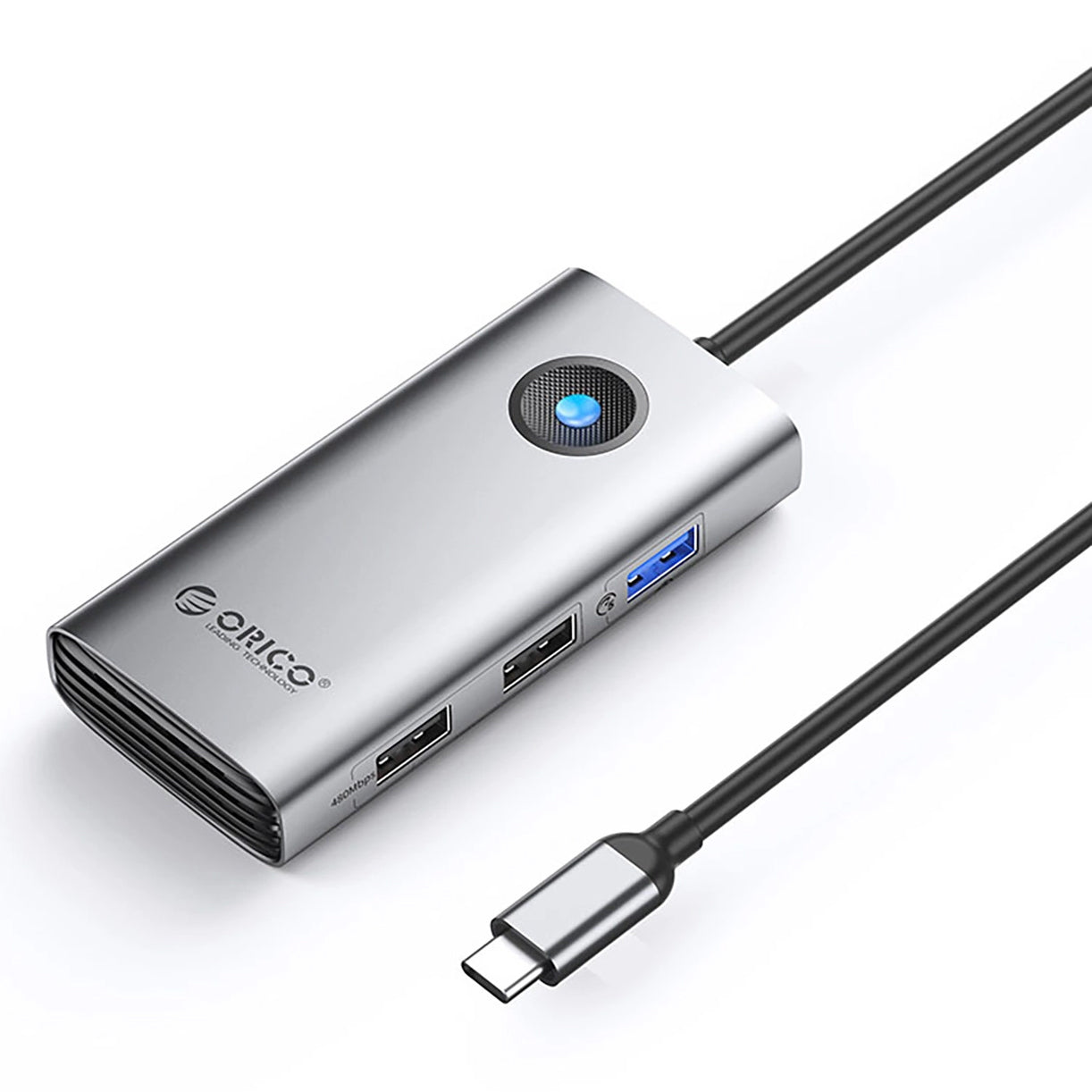 USB-C-hub Orico PW11-5P, 1 x USB-A 3.0 - 2 x USB-A - 1 x USB-C - 1 x HDMI, Grå